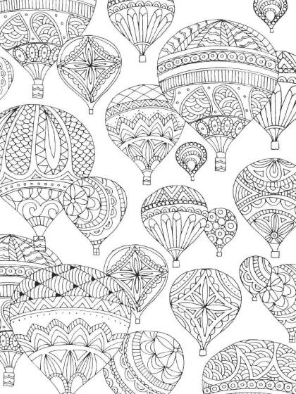 Hot Air Balloons coloring pages for Adults