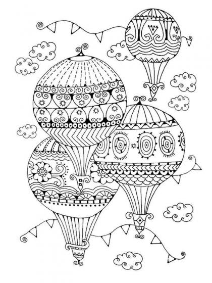 Hot Air Balloons coloring pages for Adults