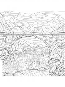 Bridge coloring pages for Adults - Free printable