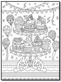Cake coloring pages for Adults - Free printable