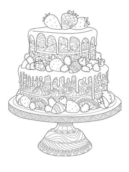 Cake coloring pages for Adults