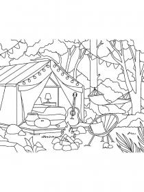 Camping coloring pages for Adults - Free printable