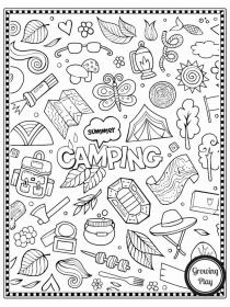 Camping coloring pages for Adults - Free printable