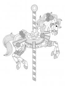 Carousel coloring pages for Adults - Free printable