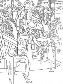 Carousel coloring pages for Adults - Free printable