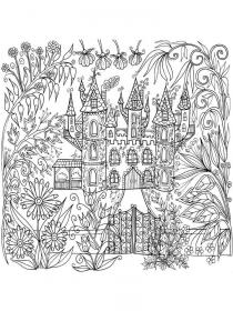 Castle coloring pages for Adults - Free printable