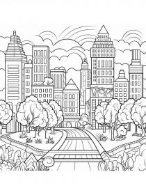 City coloring pages for Adults - Free printable