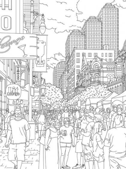 City coloring pages for Adults