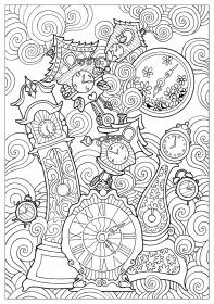 Clock coloring pages for Adults - Free printable