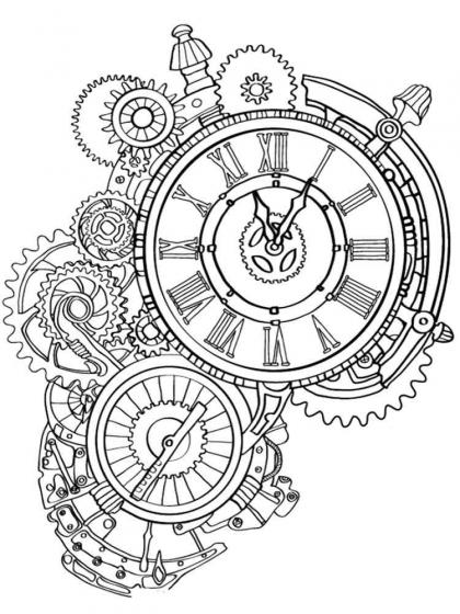 Clock coloring pages for Adults