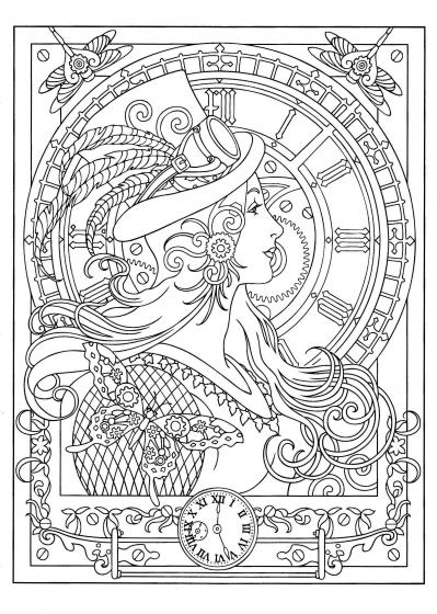 Clock coloring pages for Adults