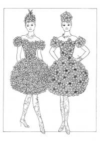 Dress coloring pages for Adults - Free printable