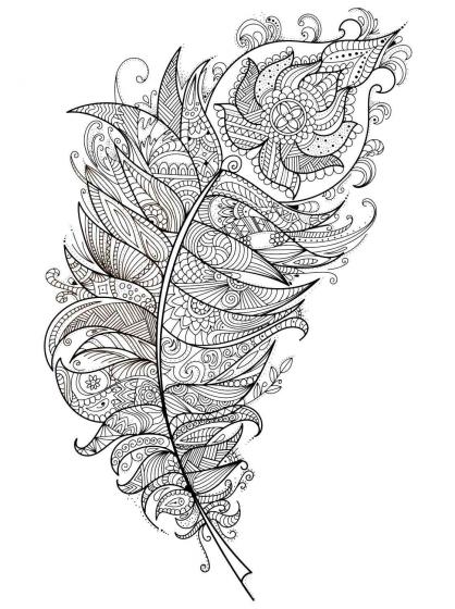 Feather coloring pages for Adults
