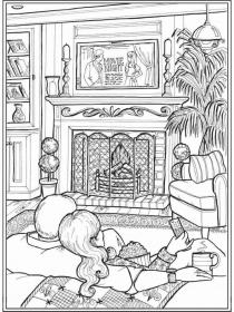 Fireplace coloring pages for Adults - Free printable