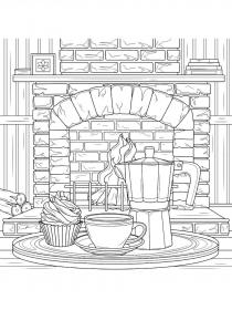 Fireplace coloring pages for Adults - Free printable