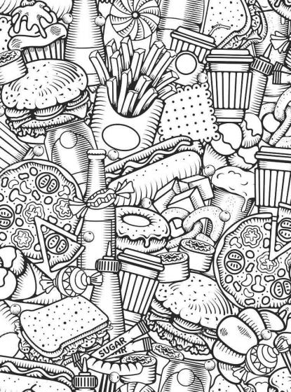 Food coloring pages for Adults