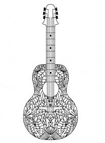 Guitar coloring pages for Adults - Free printable