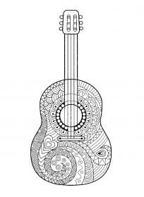 Guitar coloring pages for Adults - Free printable