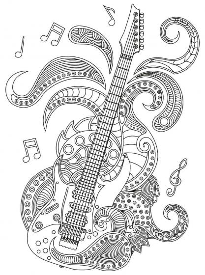 Guitar coloring pages for Adults