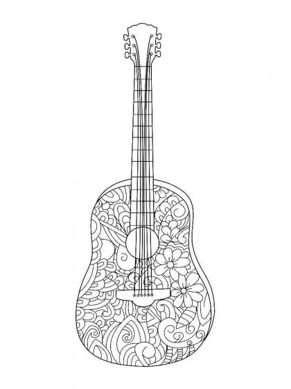 Guitar coloring pages for Adults