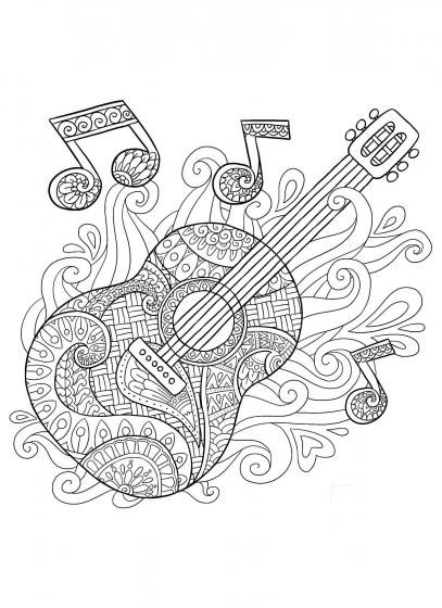 Guitar coloring pages for Adults