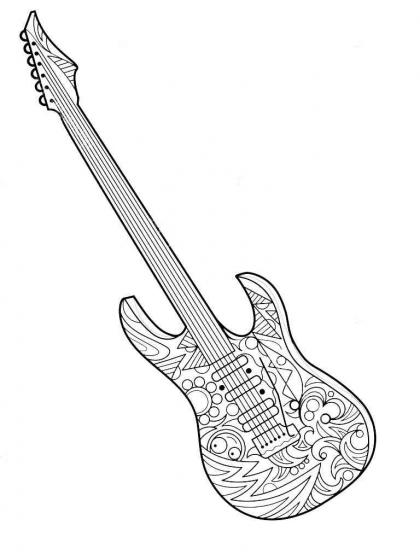 Guitar coloring pages for Adults