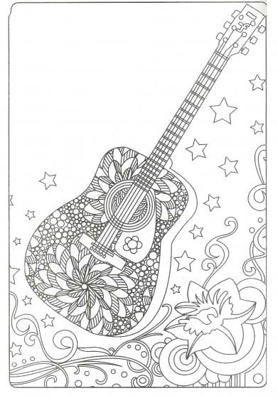 Guitar coloring pages for Adults