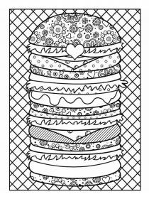 Hamburger coloring pages for Adults - Free printable