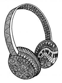 Headphones coloring pages for Adults - Free printable