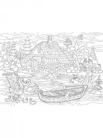 Lake coloring pages for Adults - Free printable