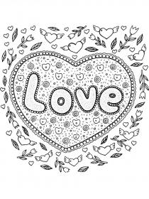 Love coloring pages for Adults - Free printable