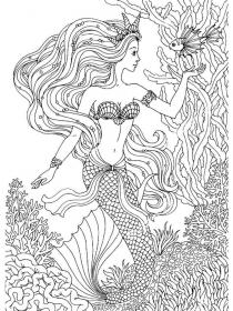 Mermaid coloring pages for Adults - Free printable