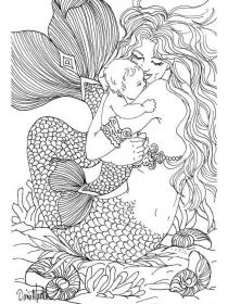 Mermaid coloring pages for Adults - Free printable