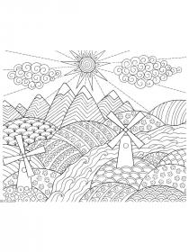 Mountains coloring pages for Adults - Free printable