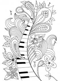 Piano keys coloring pages for Adults - Free printable