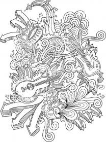 Musical instruments coloring pages for Adults - Free printable