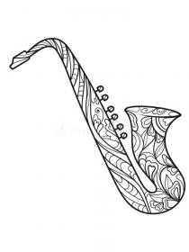 Saxophone coloring pages for Adults - Free printable