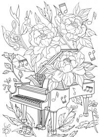Piano coloring pages for Adults - Free printable