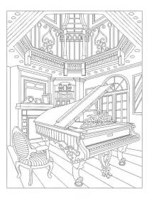 Piano coloring pages for Adults - Free printable