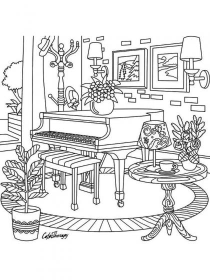 Piano coloring pages for Adults | Free Download and Print