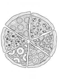 Pizza coloring pages for Adults - Free printable