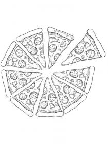 Pizza coloring pages for Adults - Free printable