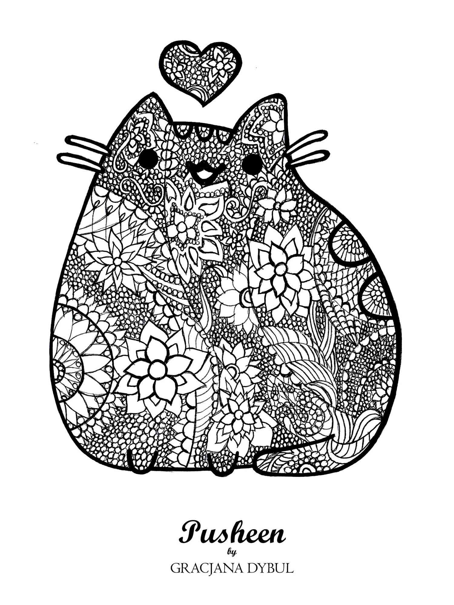 Pusheen coloring pages for Adults