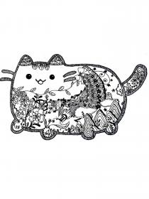 Pusheen coloring pages for Adults - Free printable