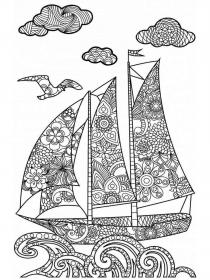 Sailboat coloring pages for Adults - Free printable
