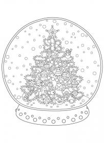 Snow globes coloring pages for Adults - Free printable