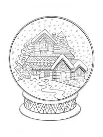 Snow globes coloring pages for Adults - Free printable