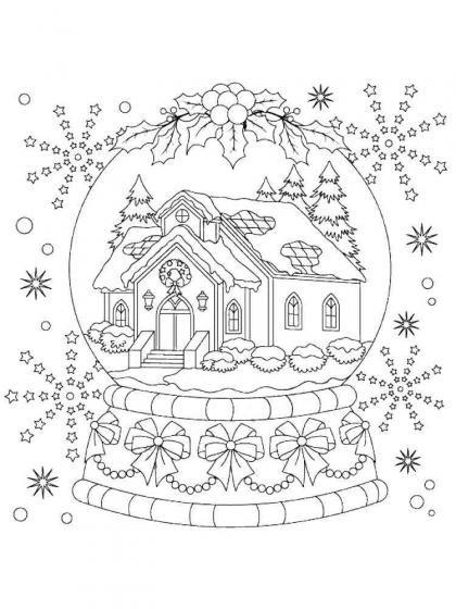 Snow Globes coloring pages for Adults