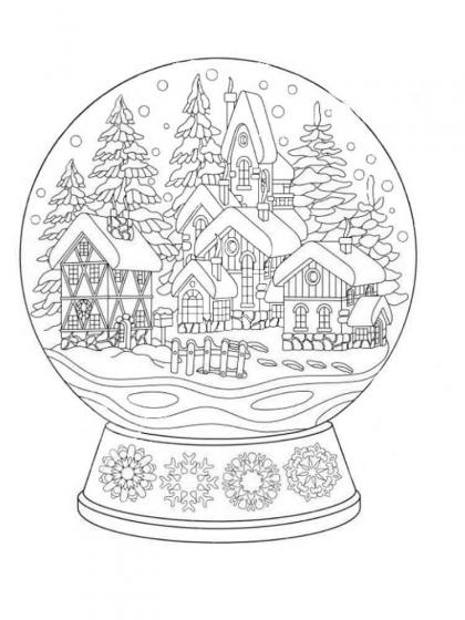 Snow Globes coloring pages for Adults