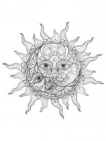 Sun coloring pages for Adults - Free printable